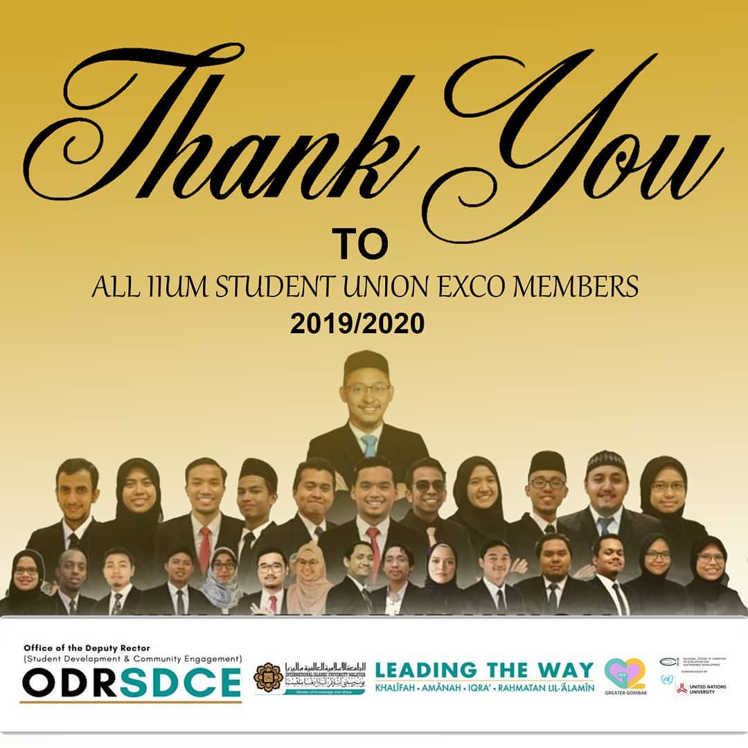 Appreciation Post to IIUM Student Union Exco Members 2019/2020